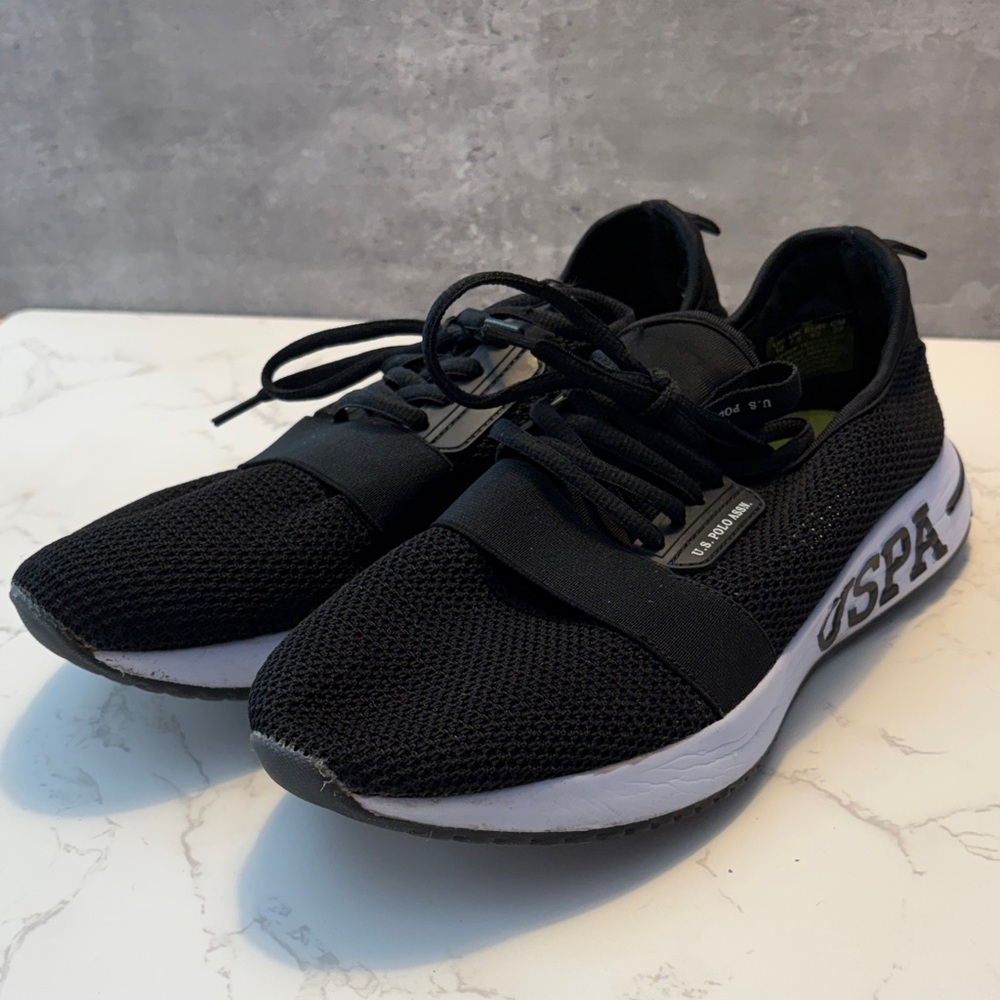 U.S. Polo Assn. Women’s Black Athletic Sneakers with White Sole